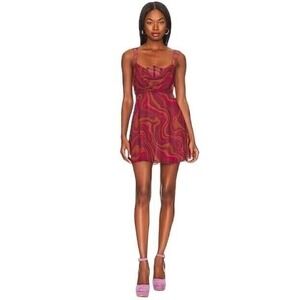 NWT For Love & Lemons Eleanor Mini Dress in Red Size Large with tiny hole $216